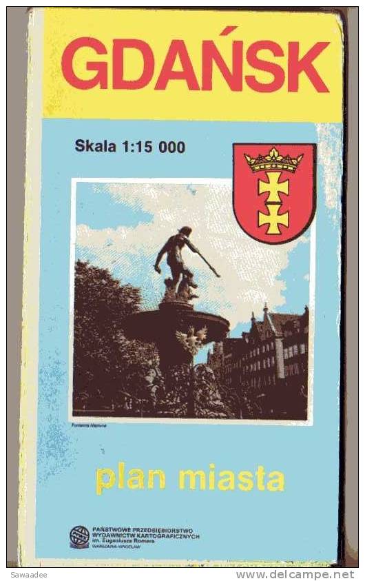 CARTE DE VILLE - POLOGNE - GDANSK - 1 : 15000 - 1989 - PPWK - Wegenkaarten