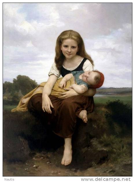 Art Print Reproduction On Original Painting Canvas, New Picture, Bouguereau, Elder Sister, Girl, Child - Prints & Engravings