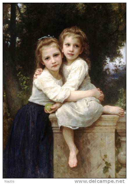Art Print Reproduction On Original Painting Canvas, New Picture, Bouguereau, Two Sisters, Girls - Prints & Engravings