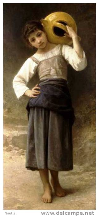 Art Print Reproduction On Original Painting Canvas, New Picture, Bouguereau, Young Girl, Spring, Jar - Prints & Engravings