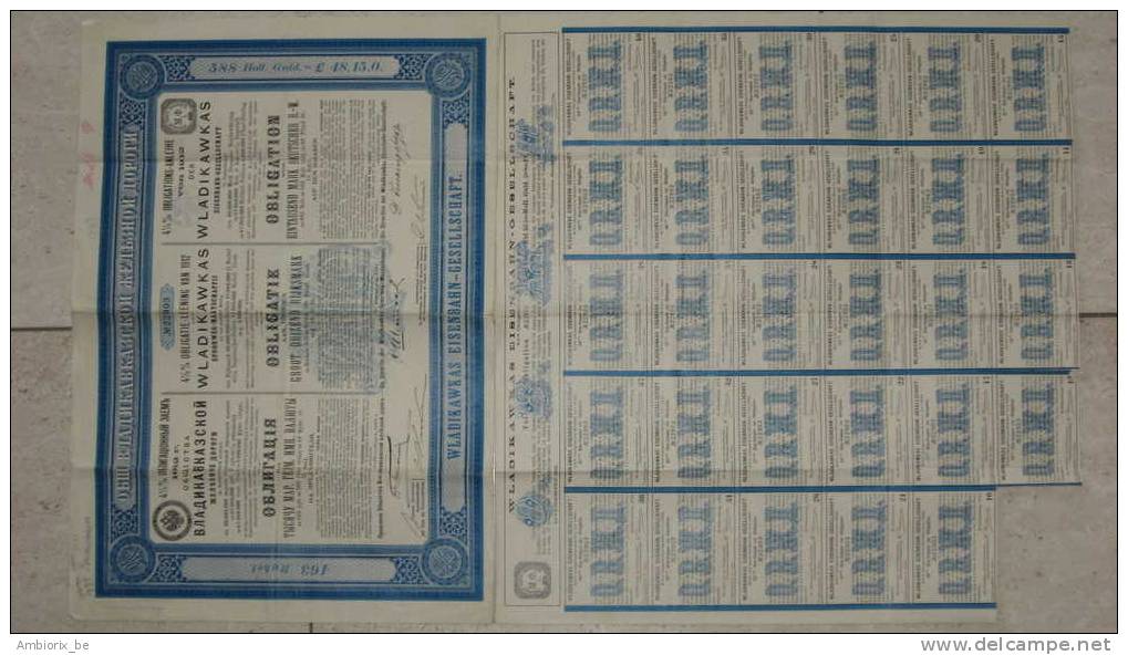 Chemins De Fer De Wladikawkas - Obligation 4% 1912 De 1000 Mark - Chemin De Fer & Tramway