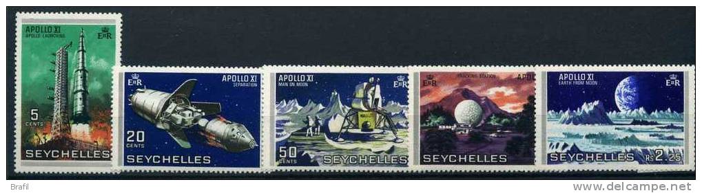 1969 Seychelles, Uomo Sulla Luna Spazio , Serie Completa Nuova (**) - Seychelles (...-1976)