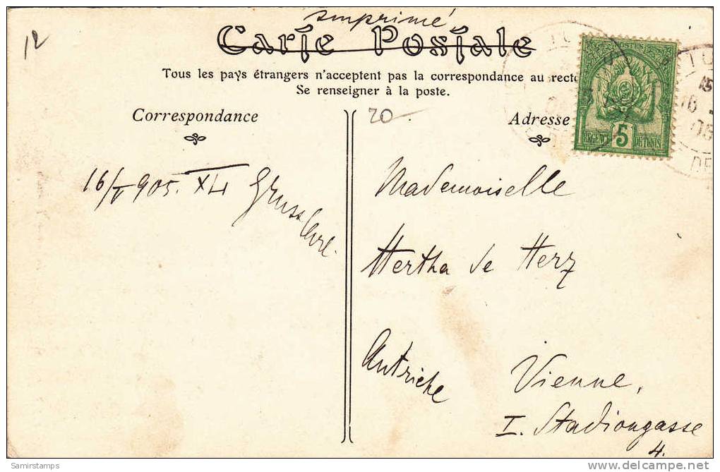 Tunisie,C/P Voyagee Vers L'Autriche 1905,2eme Scan Verso "Interieur Tunisien " - TB- SKRILL PAY  ONLY - Tunisie
