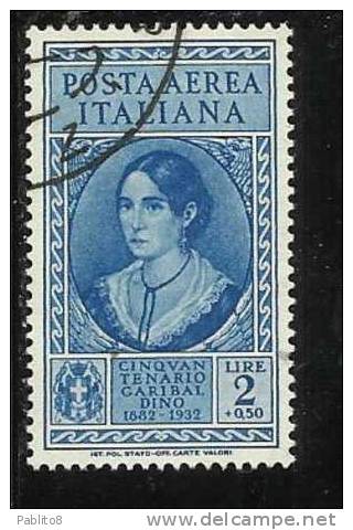 ITALIA REGNO ITALY KINGDOM 1932 GARIBALDI AEREA L 2 TIMBRATO - Luftpost