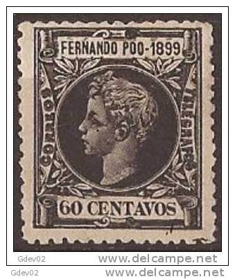 FPOO66-L3965TAN..Guinea Guinee .FERNANDO POO ALFONSO  XIII 1899 (Ed 66**) Sin Charnela.MAGNIFICO. - Unused Stamps