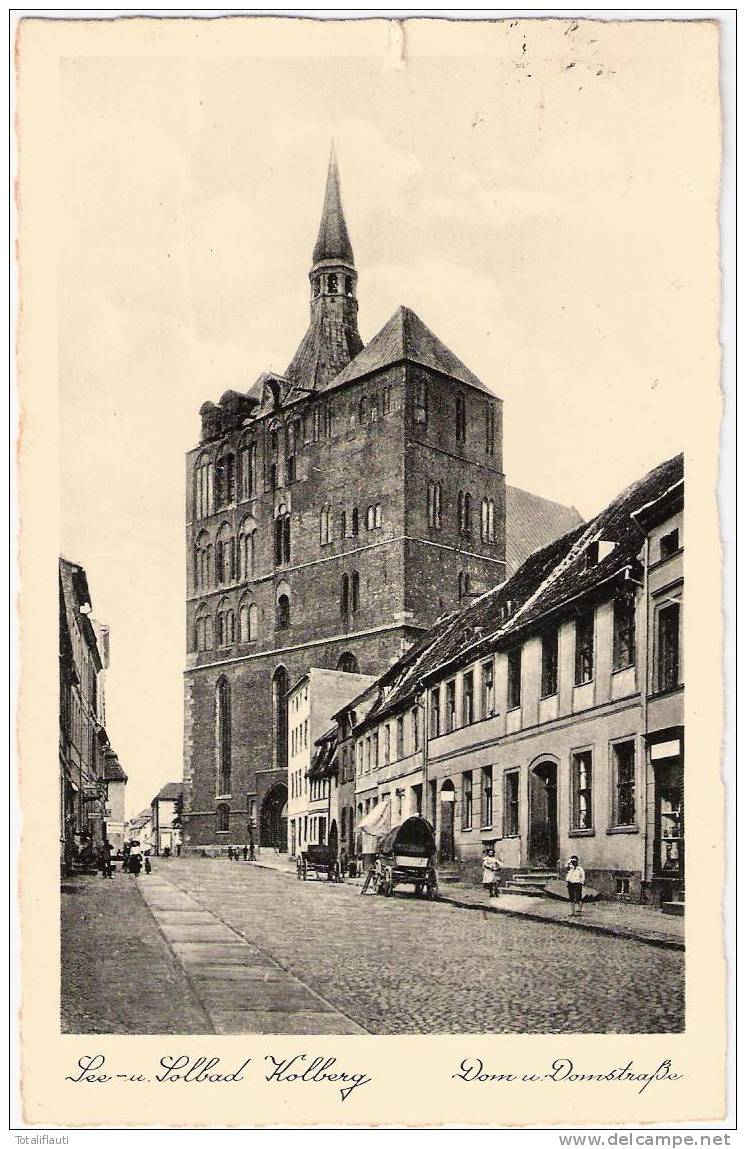 Kolberg Dom U Domstraße Belebt Planwagen Kinder Geschäfte Kolobrzeg 12.7.1933 Gelaufen - Pommern