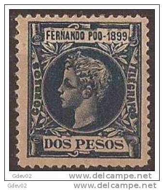 FPOO69-L3966TAN.Guinea Ginee .FERNANDO POO ALFONSO  XIII 1899 (Ed 69*) Con Charnela.MAGNIFICO. - Unused Stamps