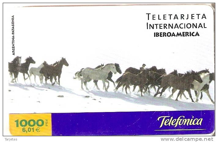 TARJETA  PREPAGO DE ESPAÑA DE TELEFONICA IBEROAMERICA  1000 PTAS (CABALLO-HORSE) - Telefonica