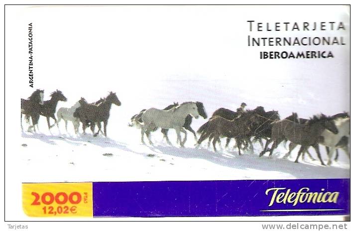 TARJETA  PREPAGO DE ESPAÑA DE TELEFONICA IBEROAMERICA  2000 PTAS (CABALLO-HORSE) - Telefonica