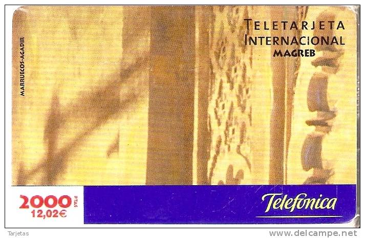 TARJETA  PREPAGO DE ESPAÑA DE TELEFONICA MAGREB  2000 PTAS - Telefonica