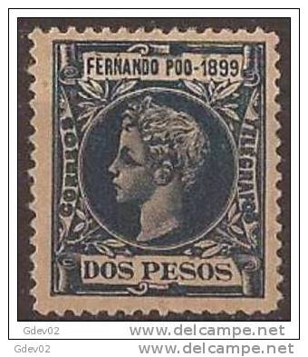 FPOO69-L3966TCFR.Guinea.Guinee .FERNANDO POO ALFONSO  XIII 1899 (Ed 69*) Con Charnela.MAGNIFICO. - Familias Reales