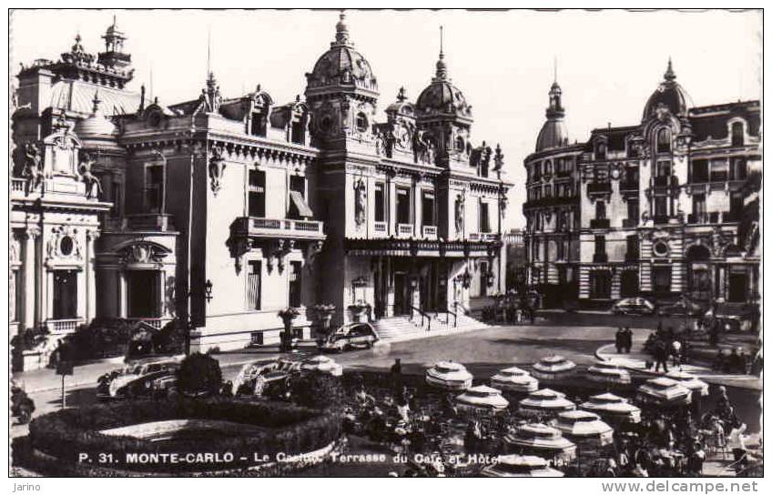 Alpes Maritimes, Monte Carlo-petit Format, Le CasinoTerrase Du Cafe Et Hôtel De Paris, Circule 1952 - Alberghi