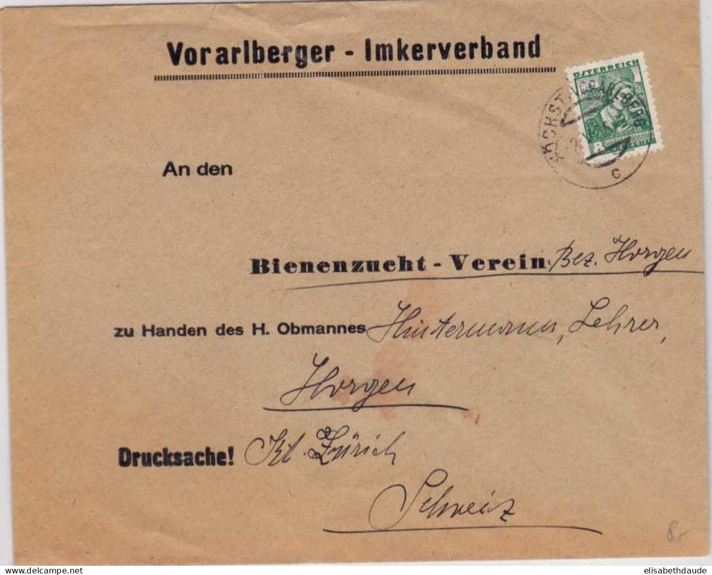 AUTRICHE - 1936 - ANK Nr.572 SEUL Sur LETTRE IMPRIME De HÖCHST (VORARLBERG) Pour HORGEN (SUISSE) - Storia Postale