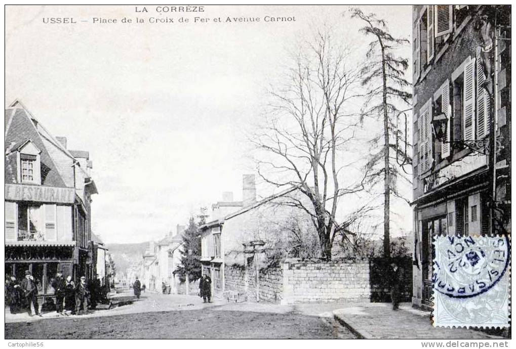 19 USSEL   - Place De La Croix De Fer Et Avenue Carnot - Ussel