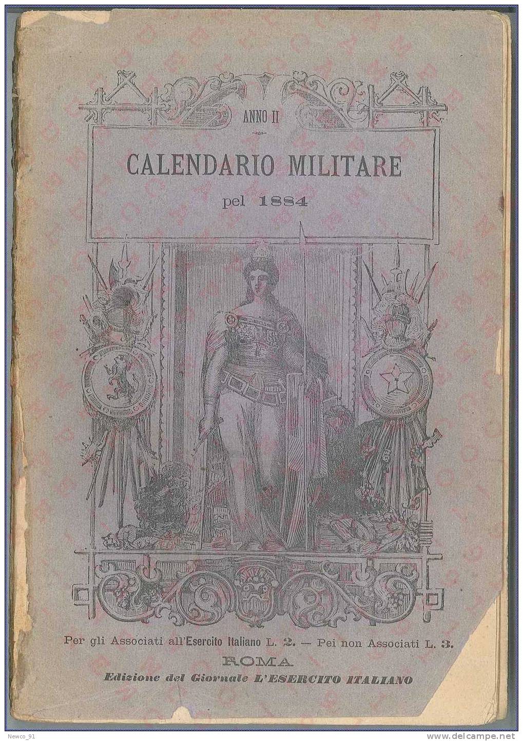 Calendario Militare Pel 1884 - II ANNO - Edizione Del Giornale L´ESERCITO ITALIANO - ROMA - Libri Antichi