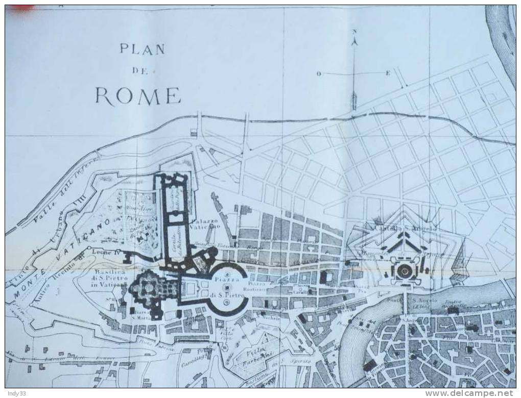 - PLAN DE ROME . CARTE GRAVEE AU XIXe S. - Carte Topografiche