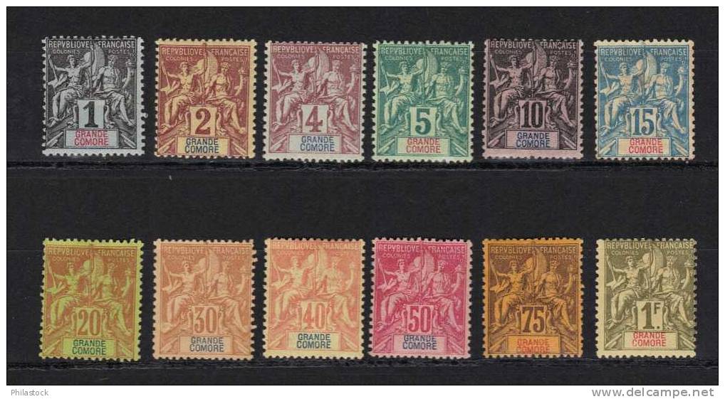 GRANDE COMORE  N° 1 à 13 * Sauf  8 - Unused Stamps