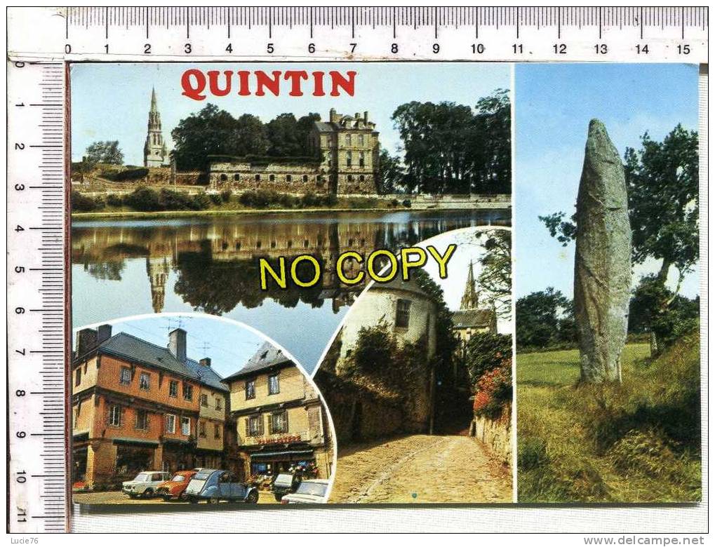 QUINTIN -  4 Vues  :  Le Château Et L' Etang, Vieilles Maisons, Tourelle De La Porte Neuve, La Roche Longue - Quintin
