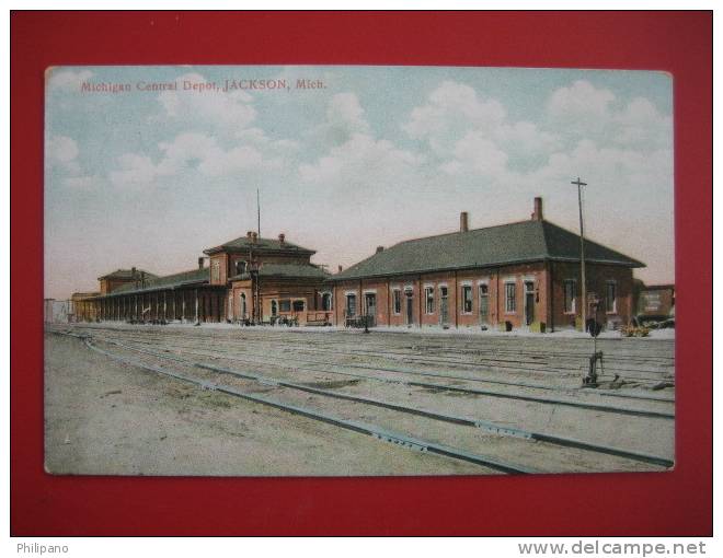 Depot-Train Station--   Michigan Central Depot  Jackson Mi  Ca 1910      ===ref 182 - Autres & Non Classés