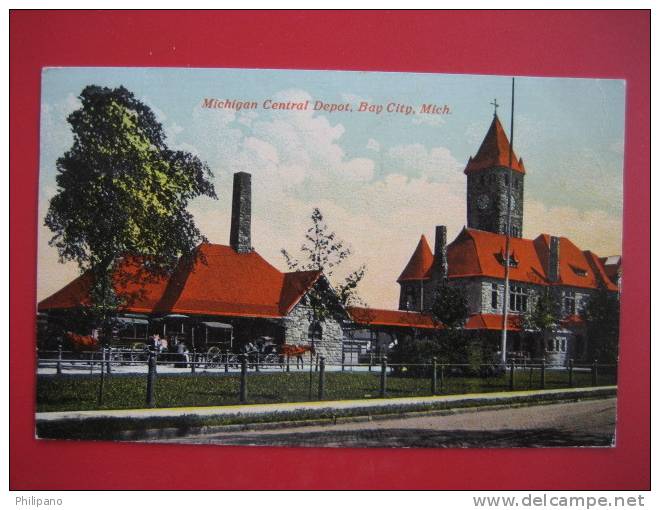 Depot-Train Station--    Michigan Central Depot  Bay City MI   1911 Cancel      ===ref 182 - Autres & Non Classés