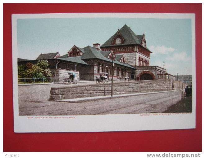 Depot-Train Station--      Union Station Springfield Ma  Detroit Undivded Back  ---===ref 182 - Springfield