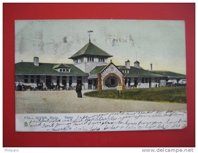 Depot-Train Station--        Fall River Ma   Tucks 1907 Cancel ---===ref 182 - Fall River