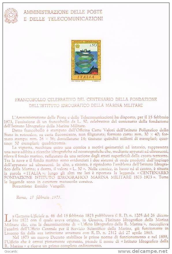 ITALIA REPUBBLICA - BOLLETTINI ILLUSTRATIVI - 1973 BOLLETTINO N. 215 - ISTITUTO IDROGRAFICO MARINA MILITARE - Varietà E Curiosità