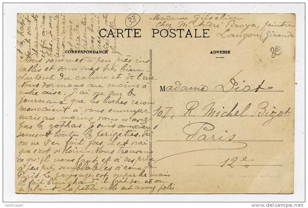 Q22 - LANGON - Entrée Du Pont (jolie Carte Avec Attelage Au Premier Plan De 1918) - Langon