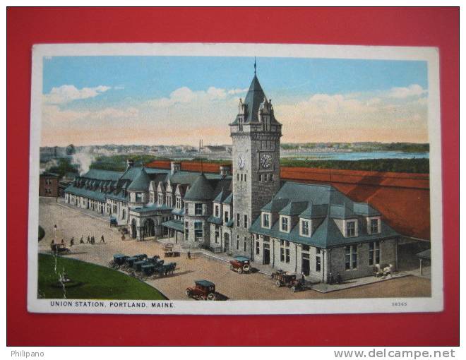 Depot-Train Station--    Portland Me  Union Station  Vintage Wb ---===ref 182 - Portland