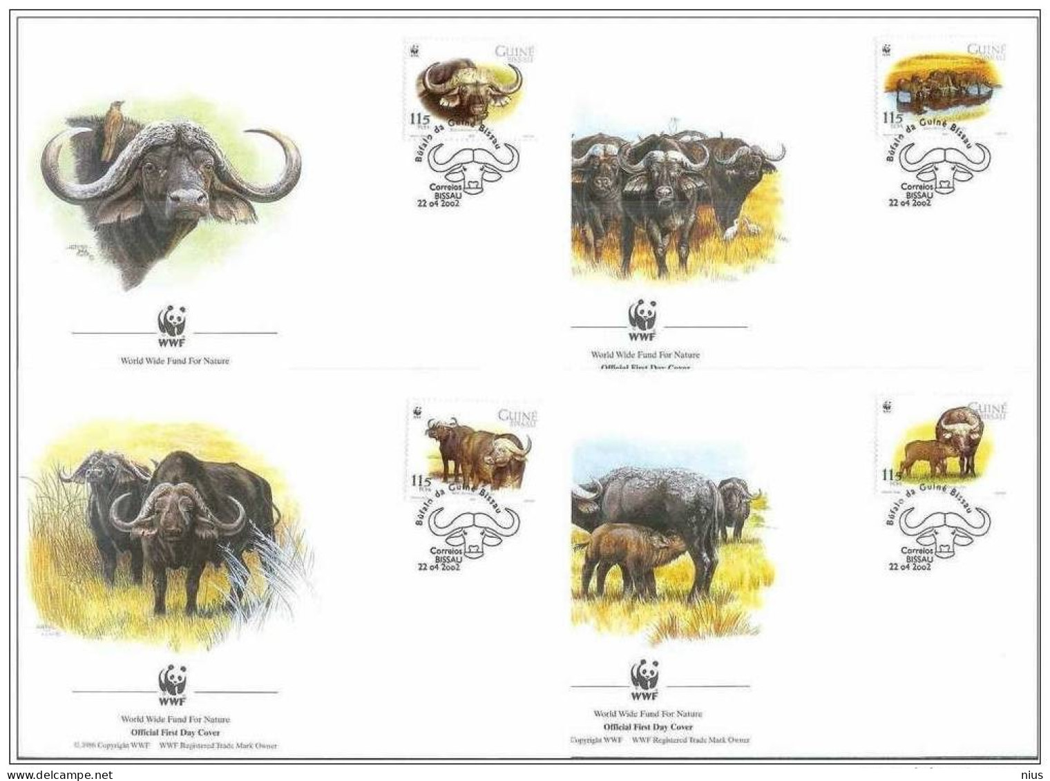 Guine Bissau 2002 WWF FDC Set X4 Fauna Buffle African Buffalo - FDC