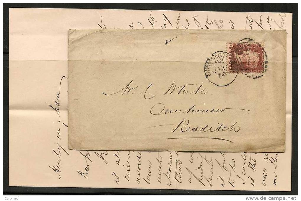 UK - 1873 COVER From BIRMINGHAM To REDDITCH, HENLEY IN ARDEN Transit -LETTER With Full CONTENTS - 1p Red Plate 139 - Storia Postale