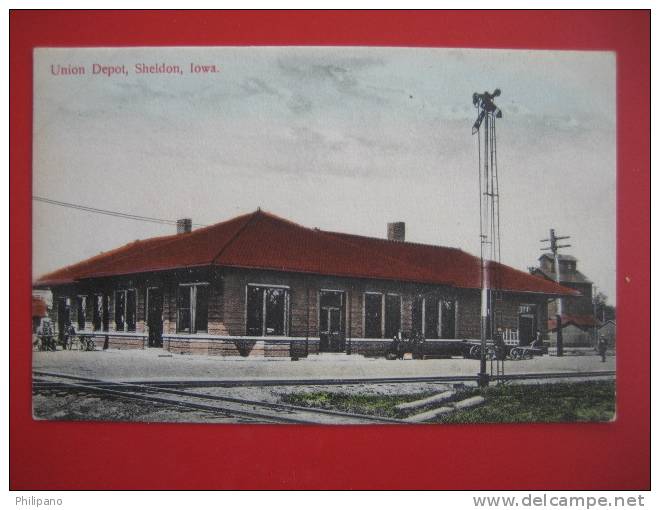 Depot-Train Station--    Union Depot   Sheldon Iowa     Ca 1910      ===ref 183 - Otros & Sin Clasificación