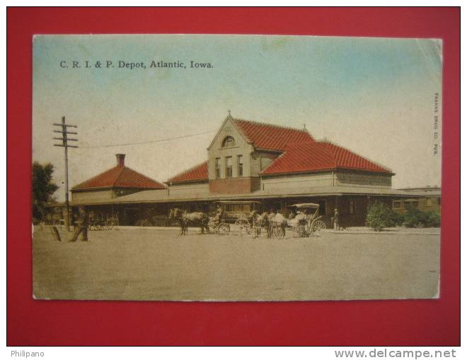 Depot-Train Station--    C.R. I. & P. Depot Atlantic Iowa   1912 Cancel ===ref 183 - Otros & Sin Clasificación