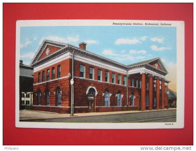 Depot-Train Station-- Pennsylvania Station  Richmond In  Vintage Wb----===ref 183 - Otros & Sin Clasificación