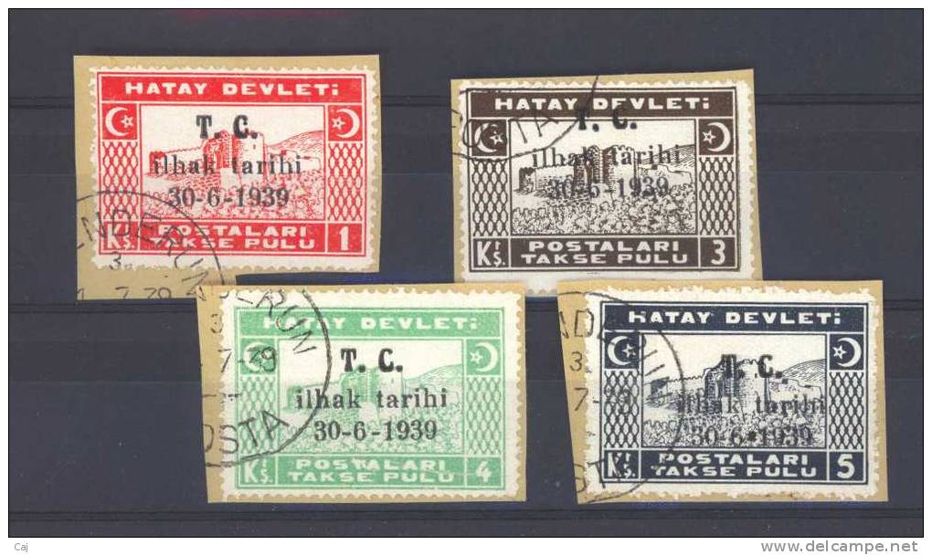 Turquie  -  Alexandrette Et Hatay  -  Taxes  -  1939  :  Mi  10-13  (o) - 1934-39 Sandjak Alexandrette & Hatay