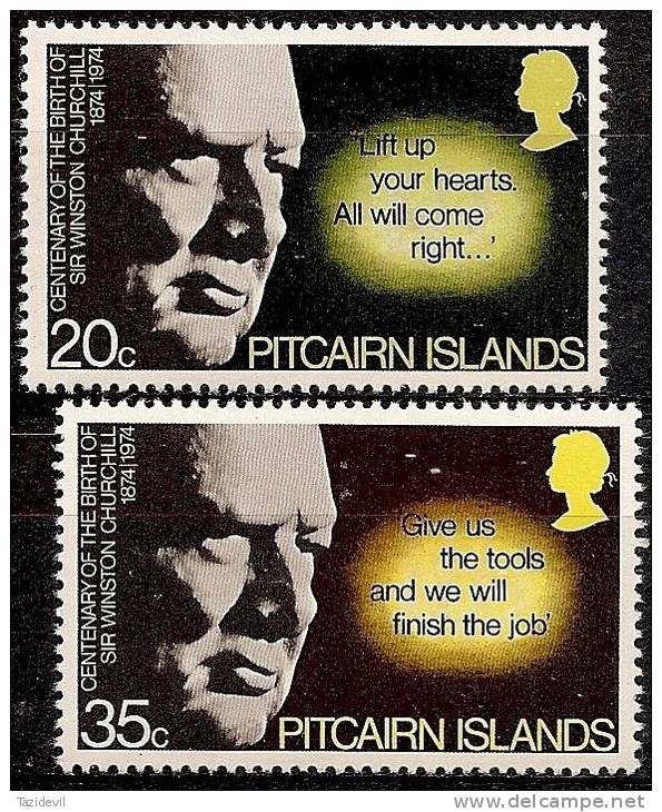 PITCAIRN ISLANDS - MNH ** 1974 Churchill. Scott 144-5 - Pitcairn