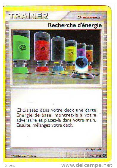 -- CARTE POKEMON TRAINER RECHERCHE D'ENERGIE 90/100BON ETAT - Otros & Sin Clasificación