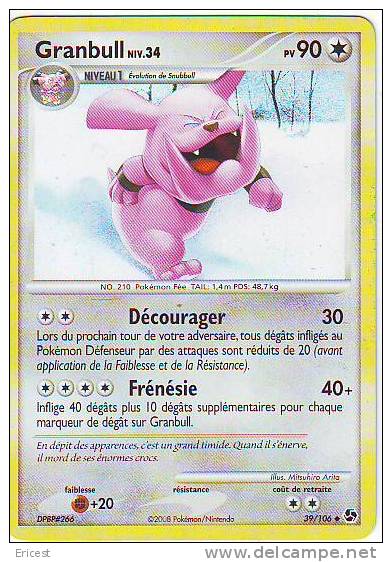 -- CARTE POKEMON GRANBULL NIV 34 39/106 BON ETAT - Andere & Zonder Classificatie