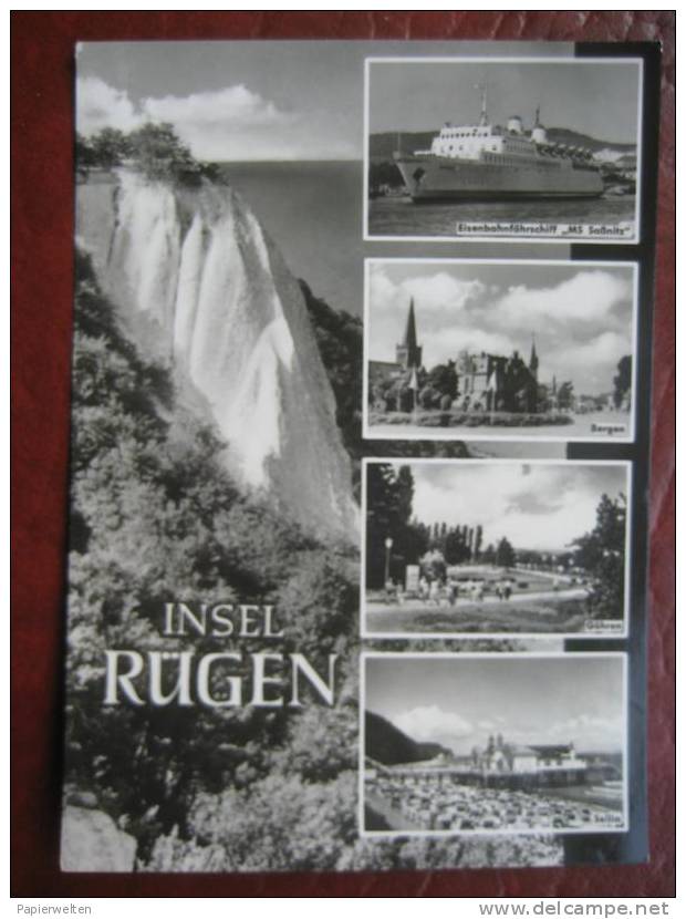 Rügen - Mehrbildkarte "Insel Rügen" / Eisenbahnfähre, Bergen, Göhren, Sellin - Rügen