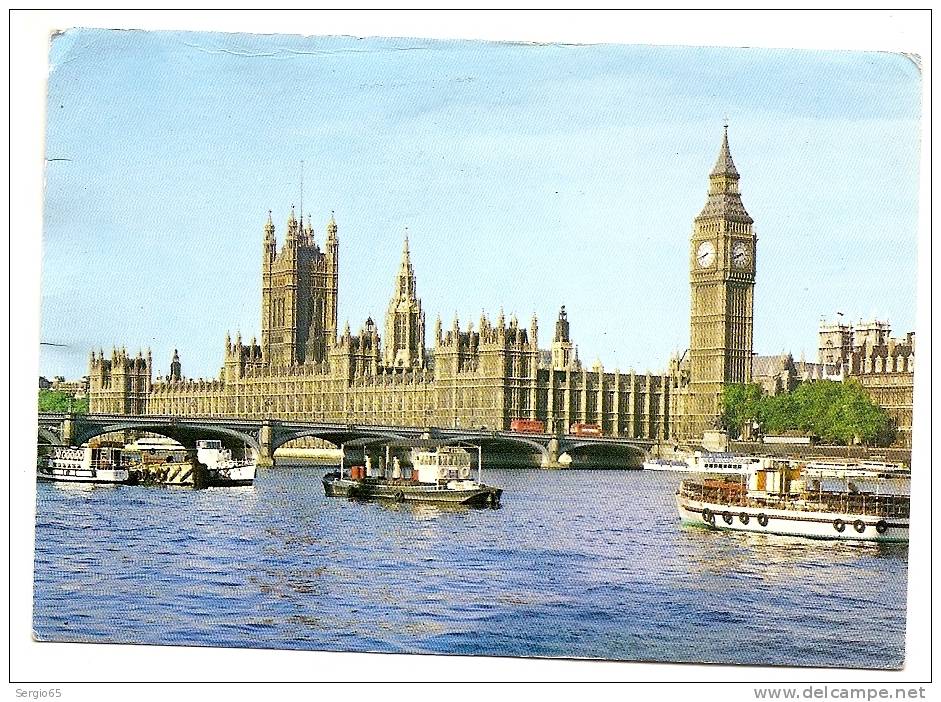 LONDON-PALACE OF WESTMINSTER FROM ACROSS THE THAMES-traveled - River Thames