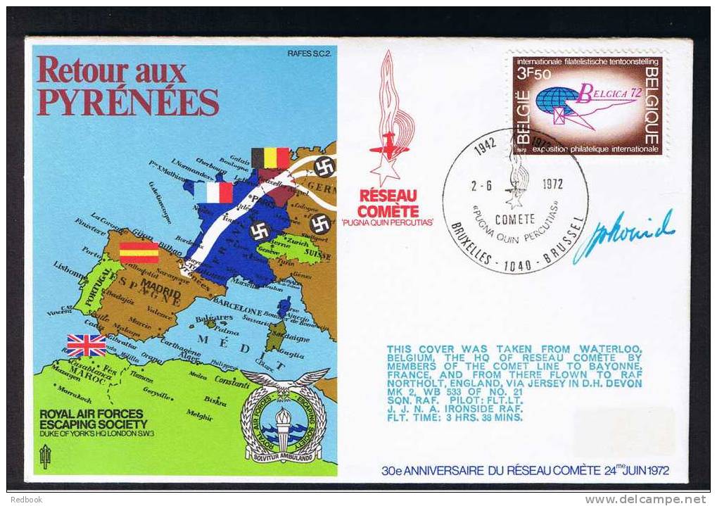 RB 718 - 1972 Belgium - Royal Air Force Escaping Cover "Comet Line" Bruxelles  To Ruislip Middlesex UK - F3.50 Rate - Covers & Documents