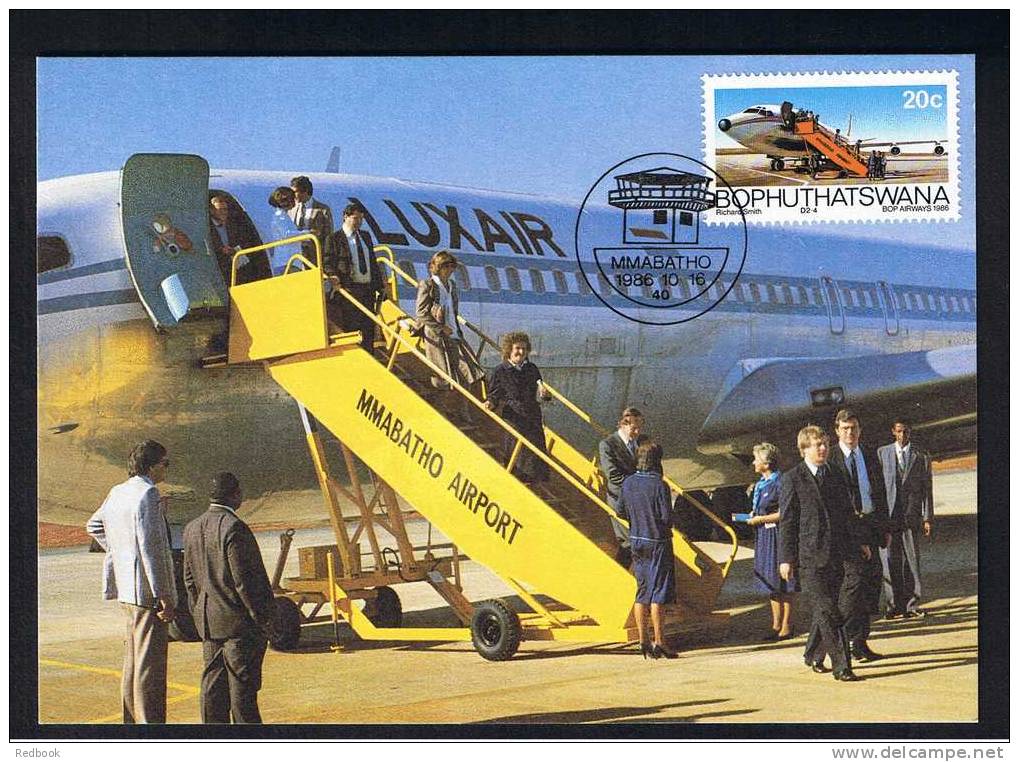 RB 718 - 4 Bophuthatswana Maxi Cards For 1986 Airport Set Of Stamps - Airline - Mmabatho Airport - Aeroplane - Staff - Bophuthatswana