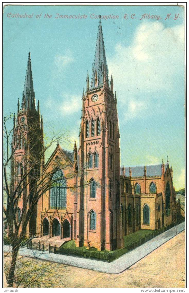 USA – United States – Cathedral Of The Immaculate Conception R.C. Albany N.Y - Early 1900s Used Postcard [P3198] - Albany