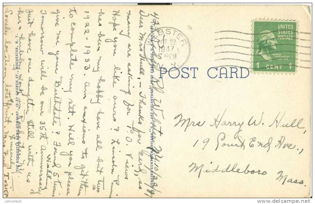USA – United States – New U.S. Post Office, Rochester N.Y. 1947 Used Postcard [P3207] - Rochester