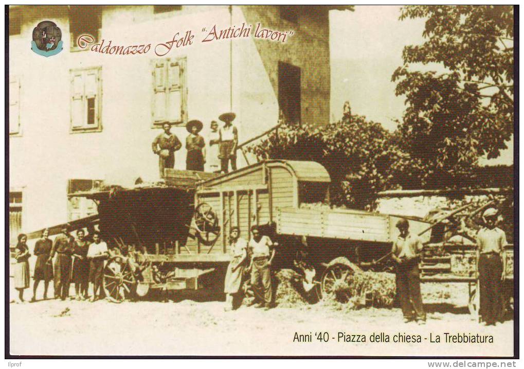 Mototrebbiatrice A Caldonazzo 1940 Circa ( Stampa Recente ) - Tracteurs