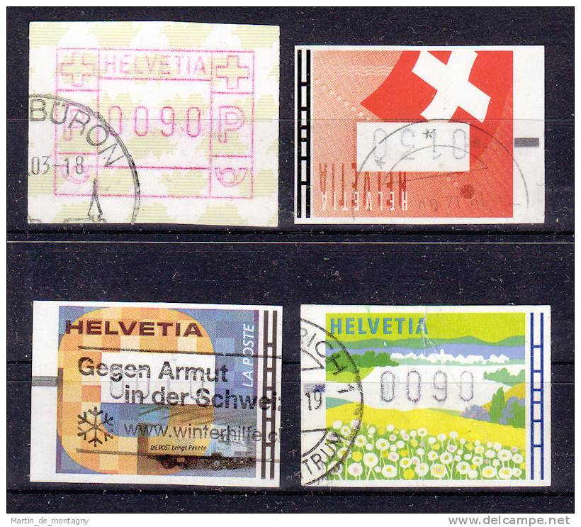 Timbres Des Distributeurs Suisse - 4 Différent Types,  Oblitéré, Lot 29493 - Automatenmarken