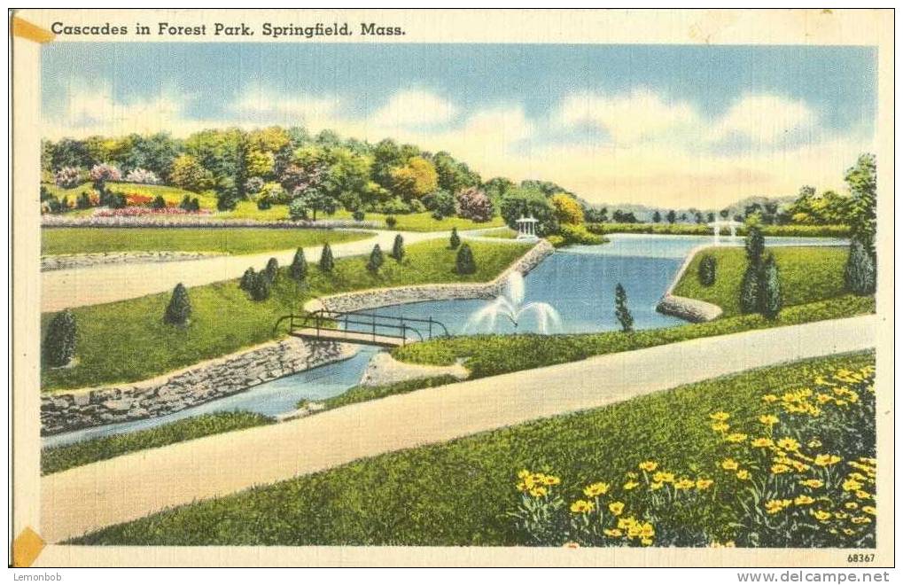 USA – United States –Cascades In Forest Park, Springfield Mass 1930s-1940s Unused Linen Postcard [P3239] - Springfield