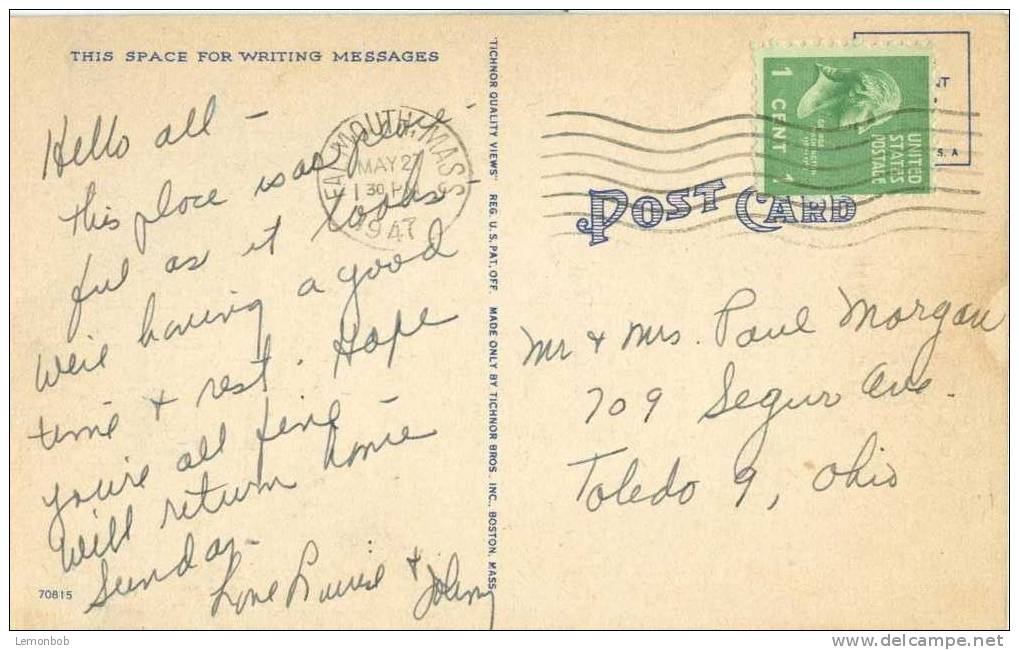USA – United States – Green And Congregational Church. Falmouth, Cape Cod, Mass 1947 Used Postcard [P3241] - Cape Cod