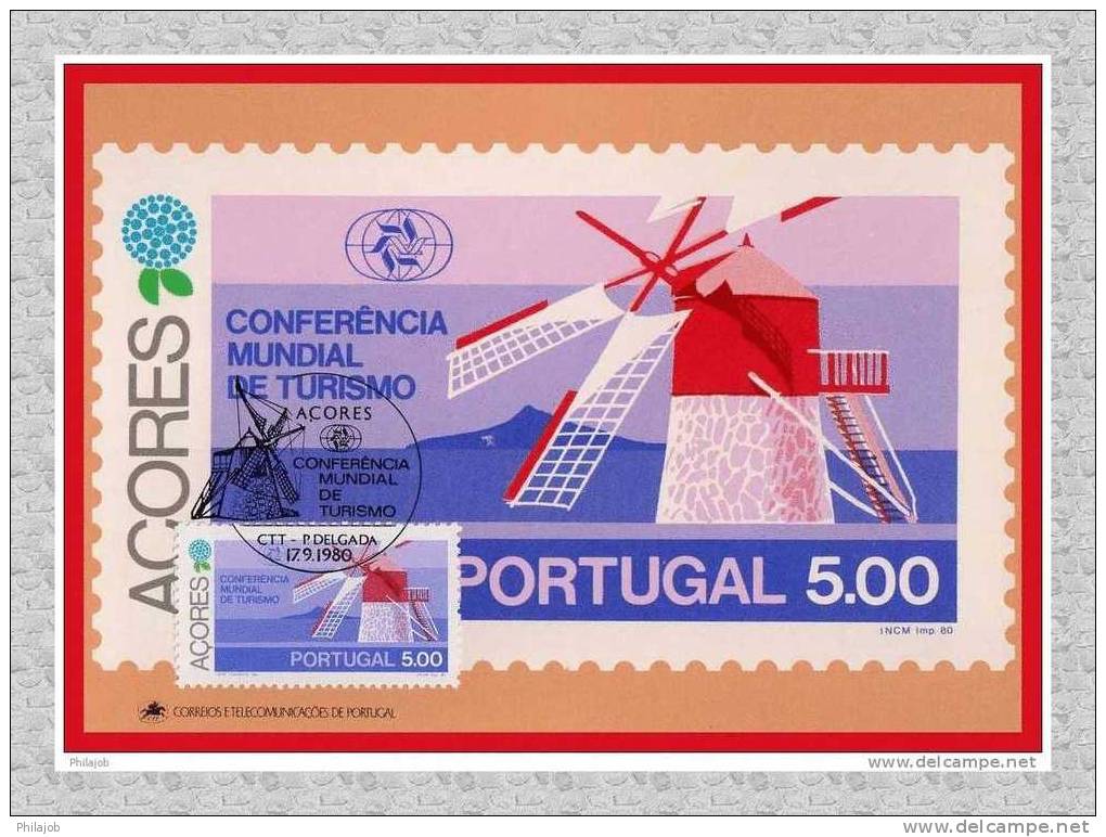 " MOULIN " Sur Carte Maximum Des Açores. Voir Scan. Parfait état CM - Mühlen