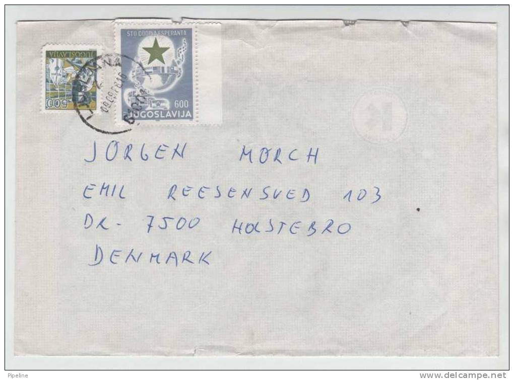 Yugoslavia Cover Sent  To Denmark 9-9-1988 With ESPERANTO STAMP - Esperanto